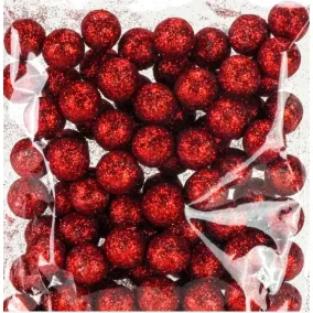   Polisztirol golyók csillámos piros színű 1,5 cm 6db/ csomag