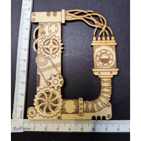   Dekoratív fa steampunk "D" betű - kb. 8,5 × 10 cm
