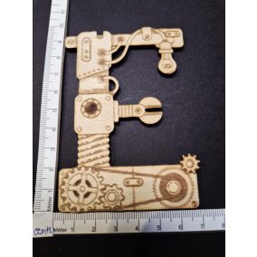  Dekoratív fa steampunk "E" betű - kb. 8,5 × 10 cm