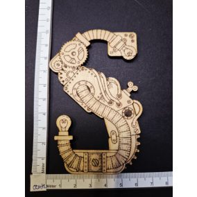  Dekoratív fa steampunk "S" betű – kb. 8,5 × 10 cm