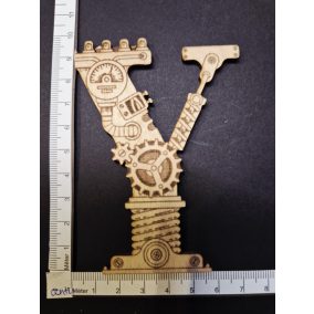   Dekoratív steampunk fa betű "Y" – kb. 8,5 × 10 cm