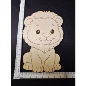 Dekoratív fa oroszlánfigura – díszállat, 7 × 12,5 cm