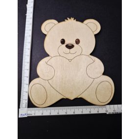 Dekoratív fa medve – 13 × 9 cm