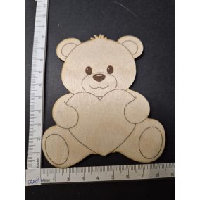 Dekoratív fa medve – 10 × 8,5 cm