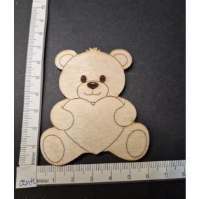 Dekoratív fa mackó – 6 × 7 cm