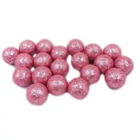 Csillámos polisztirol golyó rózsaszín 1,4 cm10 db/csomag