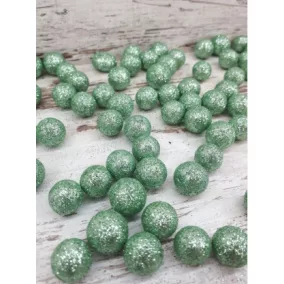   Világoszöld csillámos polisztirol golyól 1,4 cm 10 db /csomag