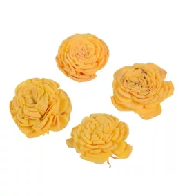   Sárga Ming virág 2 cm – dekoratív boglárka dekorációhoz és kreatív hobbihoz, 10 db/csomag