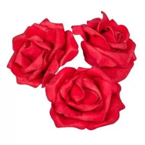   Piros polifoam rózsafej 8 cm – dekoratív művirág virágkötészethez, 3 db/csomag
