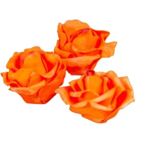   Narancssárga polihab rózsafej 6 cm – dekoratív művirág kézzel készítéshez, 3 db/csomag