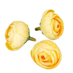   Sárga selyem boglárkafej 3 cm – Művirág élénk dekorációkhoz 3 db/csomag