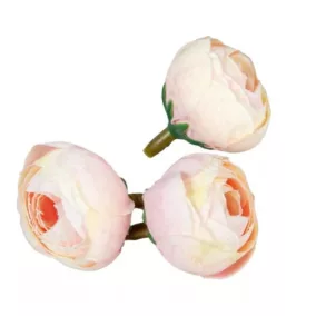   Krémszínű selyem boglárkafej 3 cm – művirág elegáns dekorációhoz, 3 db/szett