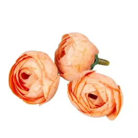   Barackszínű selyem boglárkafej 3 cm – művirág meleg dekorációhoz, 3 db/szett