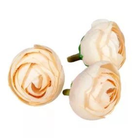   Vanília selyem boglárkafej 3 cm – művirág pasztell alkotásokhoz, 3 db/szett