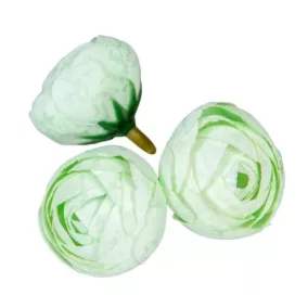   Világoszöld selyem boglárkafej 3 cm – Művirág természetes dekorációhoz, 3 db/csomag