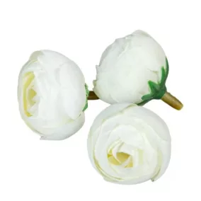   Fehér selyem boglárkafej 3 cm – klasszikus művirág elegáns dekorációhoz, 3 db/szett