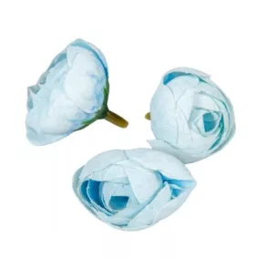   Világoskék selyem boglárkafej 3 cm – művirág friss dekorációhoz, 3 db/szett