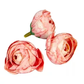   Lazacszínű selyem boglárkafej 3 cm – művirág kifinomult dekorációhoz, 3 db/szett