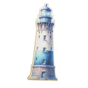   Kék-fehér világítótorony díszfigura - UV nyomtatott karton, 16,6 cm