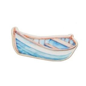   Dekoratív kék csónak figura – tengerészeti dekoráció UV nyomtatott kartonból, 7 cm