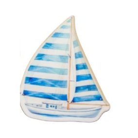   Dekoratív vitorlás figura kék vitorlákkal - UV nyomtatott karton, 7 cm