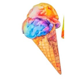   Dekoratív fagylalttölcsér figura színes golyóval – UV nyomtatott karton, 7 cm