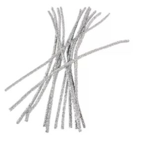   Ezüst zsenília plüss drót – 5 darabos készlet, 30 cm, ünnepi dekorációhoz