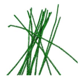   Zöld zsenília plüss drót csillámmal – 5 db-os készlet, 30 cm, kreatív dekorációkhoz