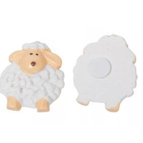   Dekoratív bárányfigura öntapadós – fehér polirezin, 3,8 cm, húsvéti dekoráció