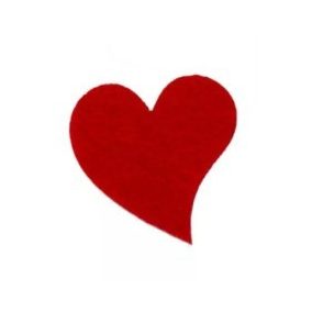   Dekoratív francia szív figura vörös filcből – 4 cm, romantikus díszítés