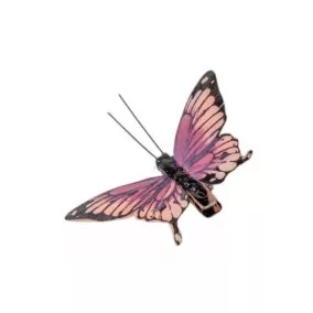   Dekoratív rózsaszín pillangó csipesszel – 7 cm, kiegészítő virágkompozíciókhoz és dekorációkhoz