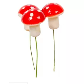   Gomba, piros-fehér – 2,5 cm, virágdíszekhez való díszítőelem 3 db/csomag