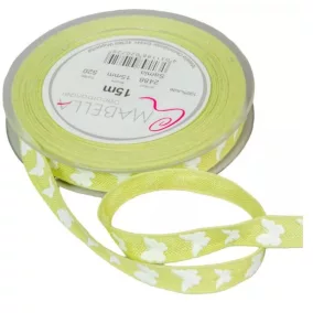   Világoszöld szaténszalag fehér mintával (15 mm, 1 méter)