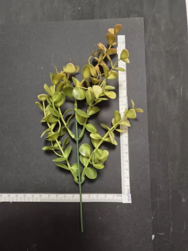 Mesterséges díszág zöld - okker levelekkel  20 cm - belső dekoráció