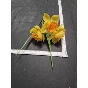   Dekoratív művirág Nárcisz narancssárga középpel 20cm - virágdíszekhez