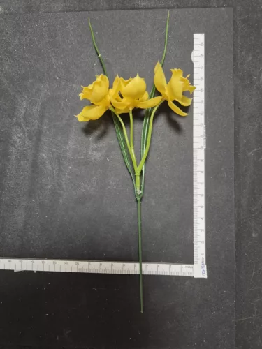 Dekoratív művirág Nárcisz sárga szín 20cm - virágkötészethez