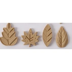   Hőre lágyuló fa Falevél szett 3 x 2,9 cm 4 db/csomag - vintage dekorációhoz és barkácsoláshoz