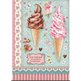   A4  dekupázs rizspapír - Vintage dizájn "Romantikus fagylalt"