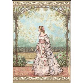   A4 dekupázs rizspapír - Vintage hercegnő romantikus kertben