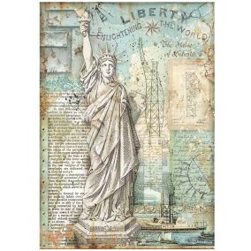   A4 rizspapír - „Szabadságszobor” téma, vintage-indusztriális stílus, A4