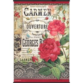   Rizspapír A4 dekupázs technikához - „Carmen” téma, romantikus vörös rózsák, vintage stílus – elegáns dekorációhoz