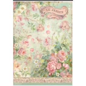   A4 rizspapír dekupázshoz - vintage virágmintával „Le Jardin des Parfums”