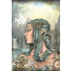   Rizspapír A4 -- „Természetistennő – fantasy portré steampunk díszítéssel”