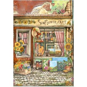   A4 rizspapír - Vintage műhely napraforgókkal és művészettel