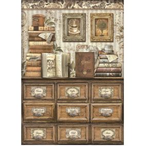   A4 Dekoratív decoupage rizspapír – „Vintage kávé és fűszerek szekrény”
