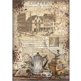   A4 Dekoratív dekupázs rizspapír – Vintage téma „Kávé – Az ültetvénytől a csészéig”