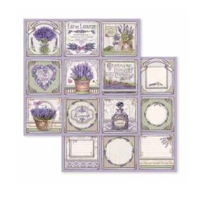   Scrapbook lap kivágható kártyákkal  30,5x30,5 cm – Vintage levendula téma