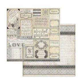   Scrapbook dekoratív kétoldalas papír – vintage kalligrafikus stílus