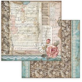   Kétoldalas díszes scrapbook papír – vintage zenélő rózsa kollekció