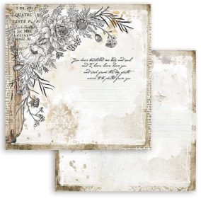   Kétoldalas scrapbook papír 30,5 x 30,5 cm – vintage virágos kollekció – naplóoldal